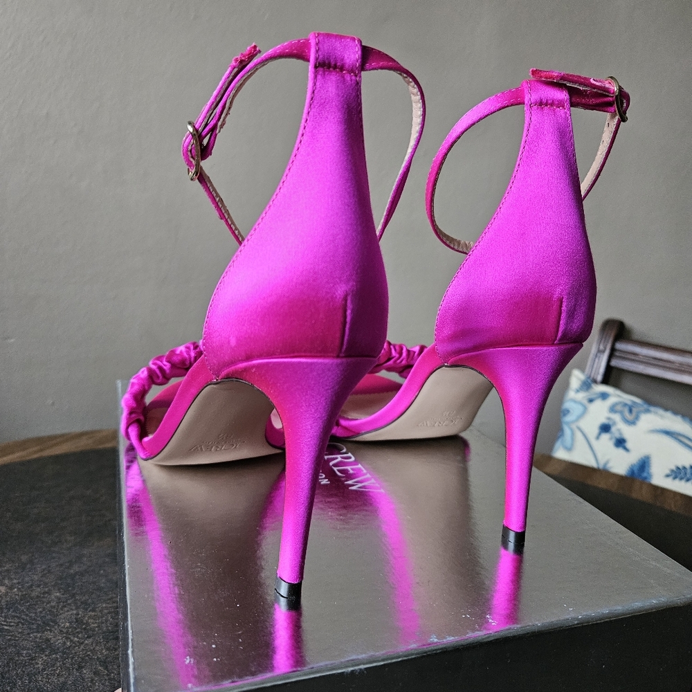 NWT J. Crew Collection Rylie ruched-strap heels in pink satin - Picture 12 of 17